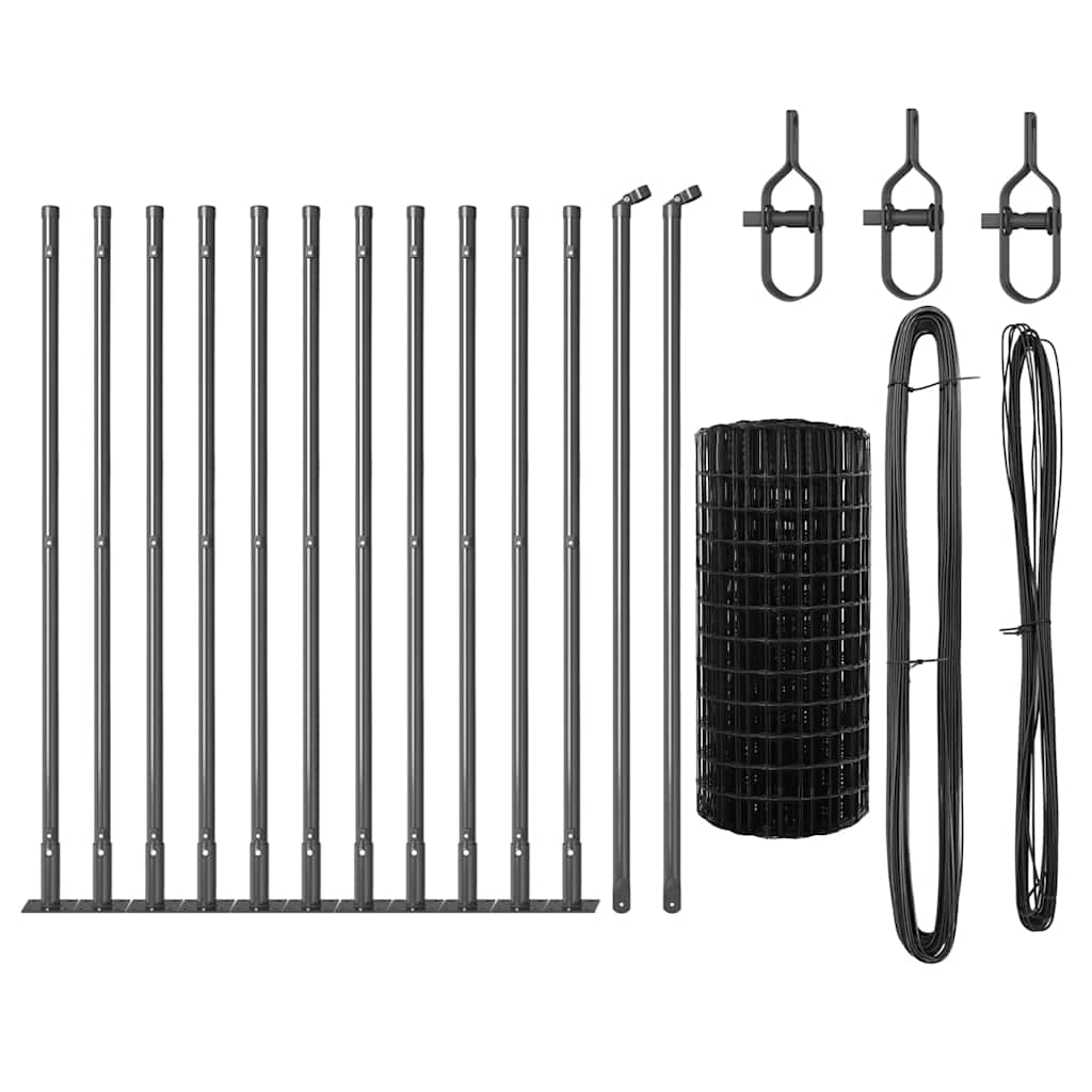 vidaXL Zaun mit Pfosten Grau 0,4 x 25 m Stahl - Image 4