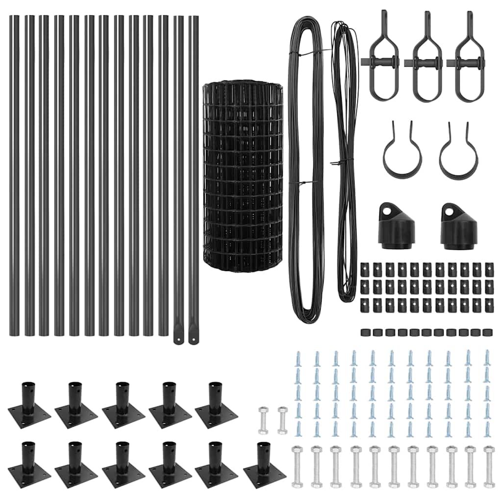 vidaXL Zaun mit Pfosten Grau 0,4 x 25 m Stahl - Image 5