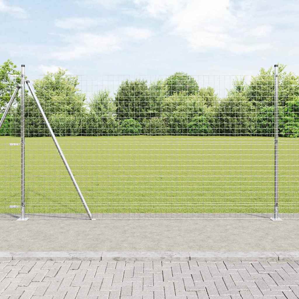 vidaXL Zaun mit Pfosten Silber 1,4 x 10 m Stahl