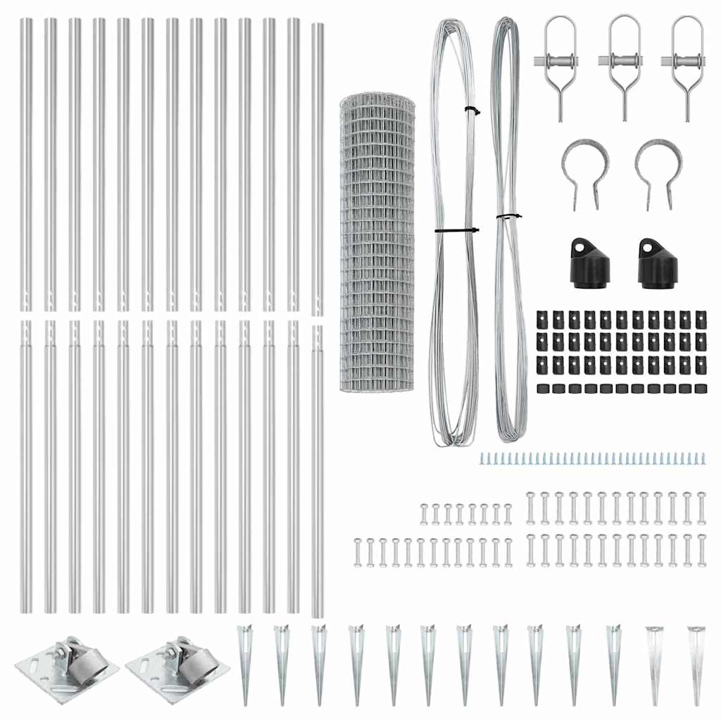 vidaXL Zaun mit Pfosten Silber 1,2 x 25 m Stahl - Image 5
