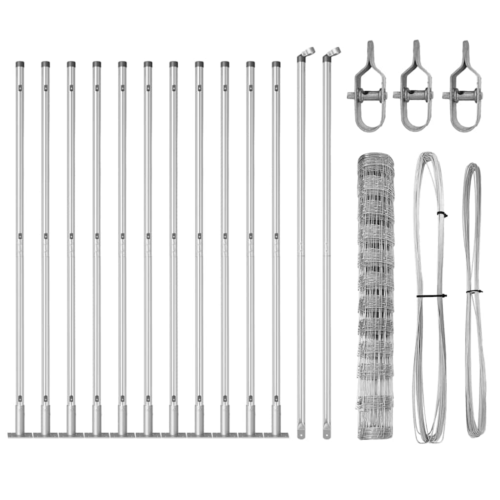 vidaXL Wildzaun Silber 25 x 1,2 m Verzinkter Stahl - Image 4