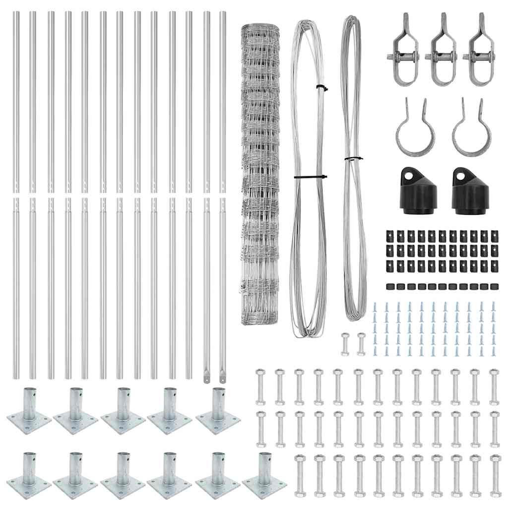 vidaXL Wildzaun Silber 25 x 1,2 m Verzinkter Stahl - Image 5