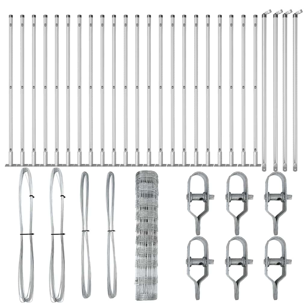 vidaXL Wildzaun Silber 50 x 1 m Verzinkter Stahl - Image 4