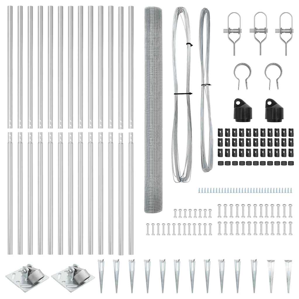 vidaXL Zaun mit Pfosten Silber 1,5 x 25 m Stahl - Image 5