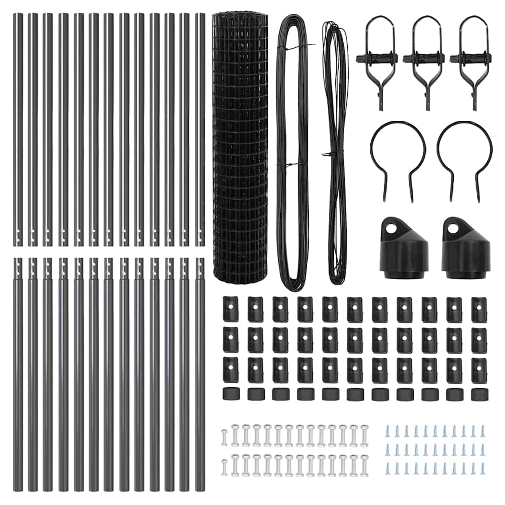 vidaXL Zaun mit Pfosten Grau 1 x 25 m Stahl - Image 5