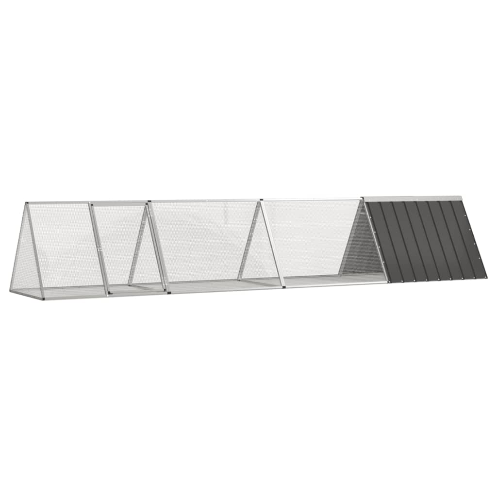 vidaXL Kaninchenkäfig Anthrazit 403,5x80,5x71 cm Verzinkter Stahl
