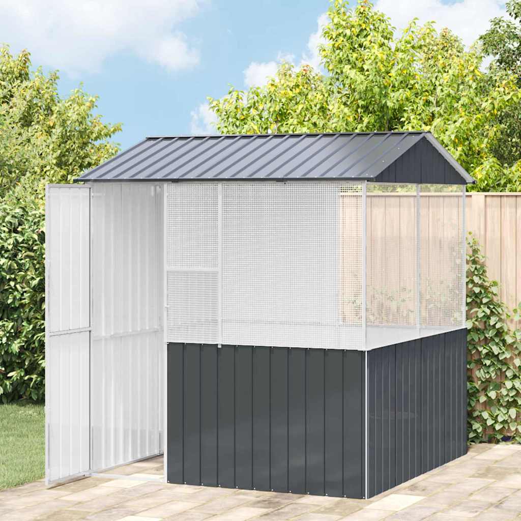 vidaXL Vogelkäfig Anthrazit 215 x 209 x 230 cm Verzinkter Stahl - Image 3