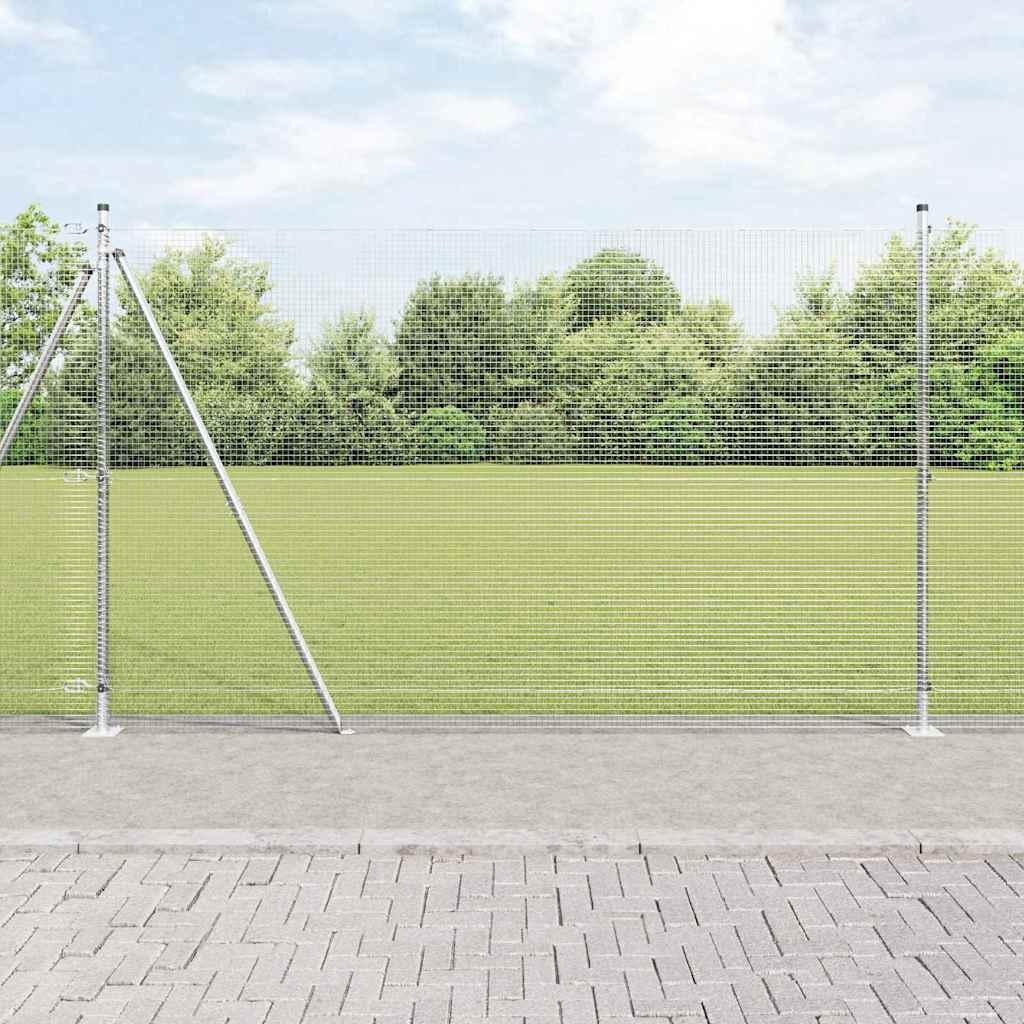 vidaXL Zaun mit Pfosten Silber 1,6 x 10 m Stahl