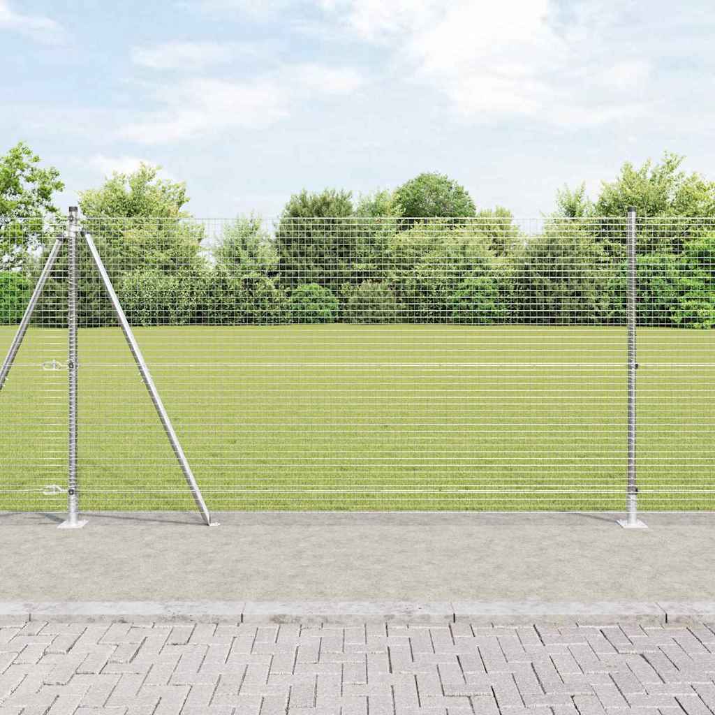 vidaXL Zaun mit Pfosten Silber 1,2 x 25 m Stahl