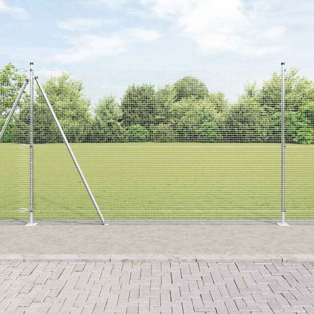 vidaXL Zaun mit Pfosten Silber 1,4 x 25 m Stahl