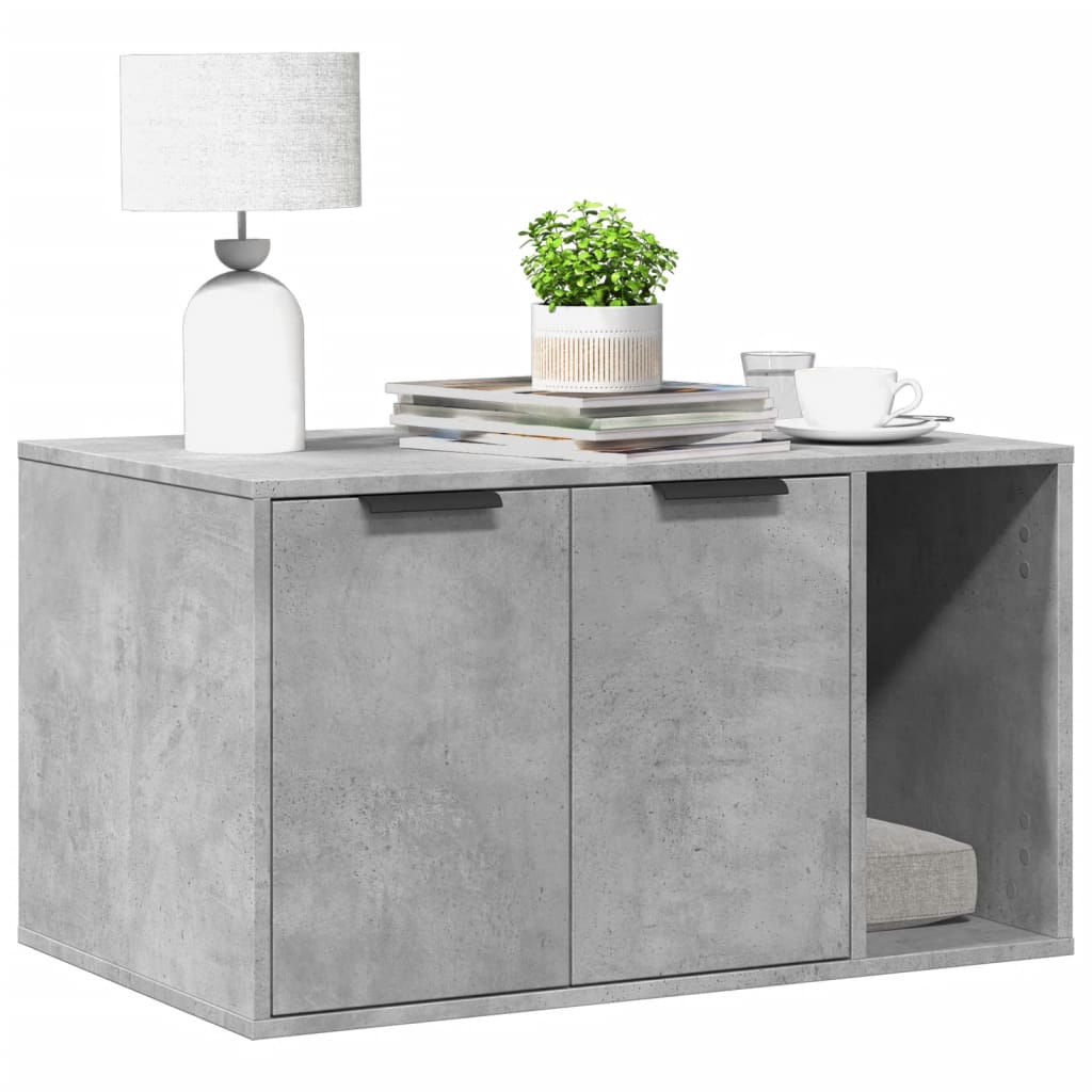 vidaXL Katzenklo Betongrau 80x50x45 cm Holzwerkstoff