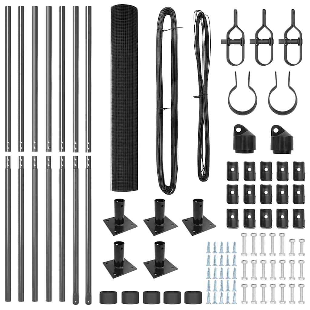 vidaXL Zaun mit Pfosten Grau 0,8 x 10 m Stahl - Image 4