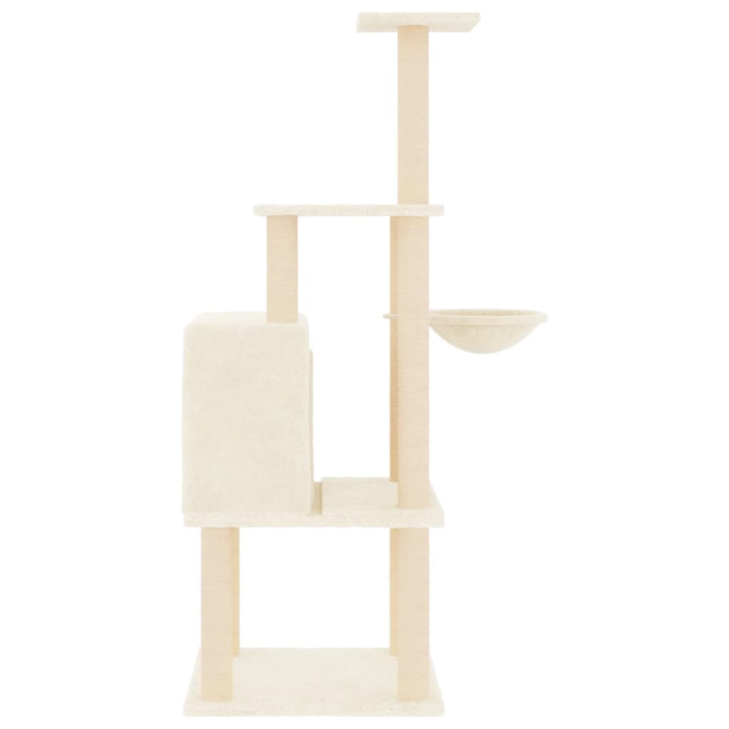 vidaXL Kratzbaum mit Sisal-Kratzsäulen Creme 132 cm - Image 4