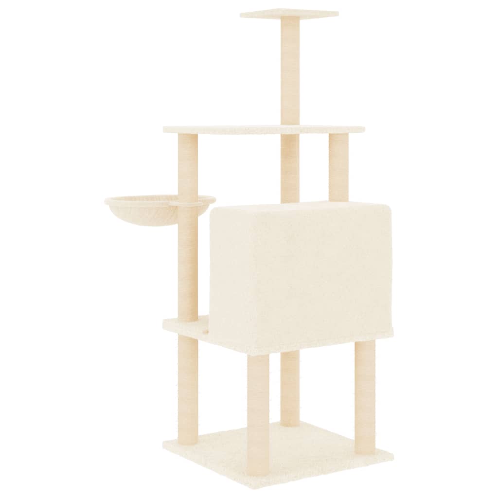 vidaXL Kratzbaum mit Sisal-Kratzsäulen Creme 132 cm - Image 5