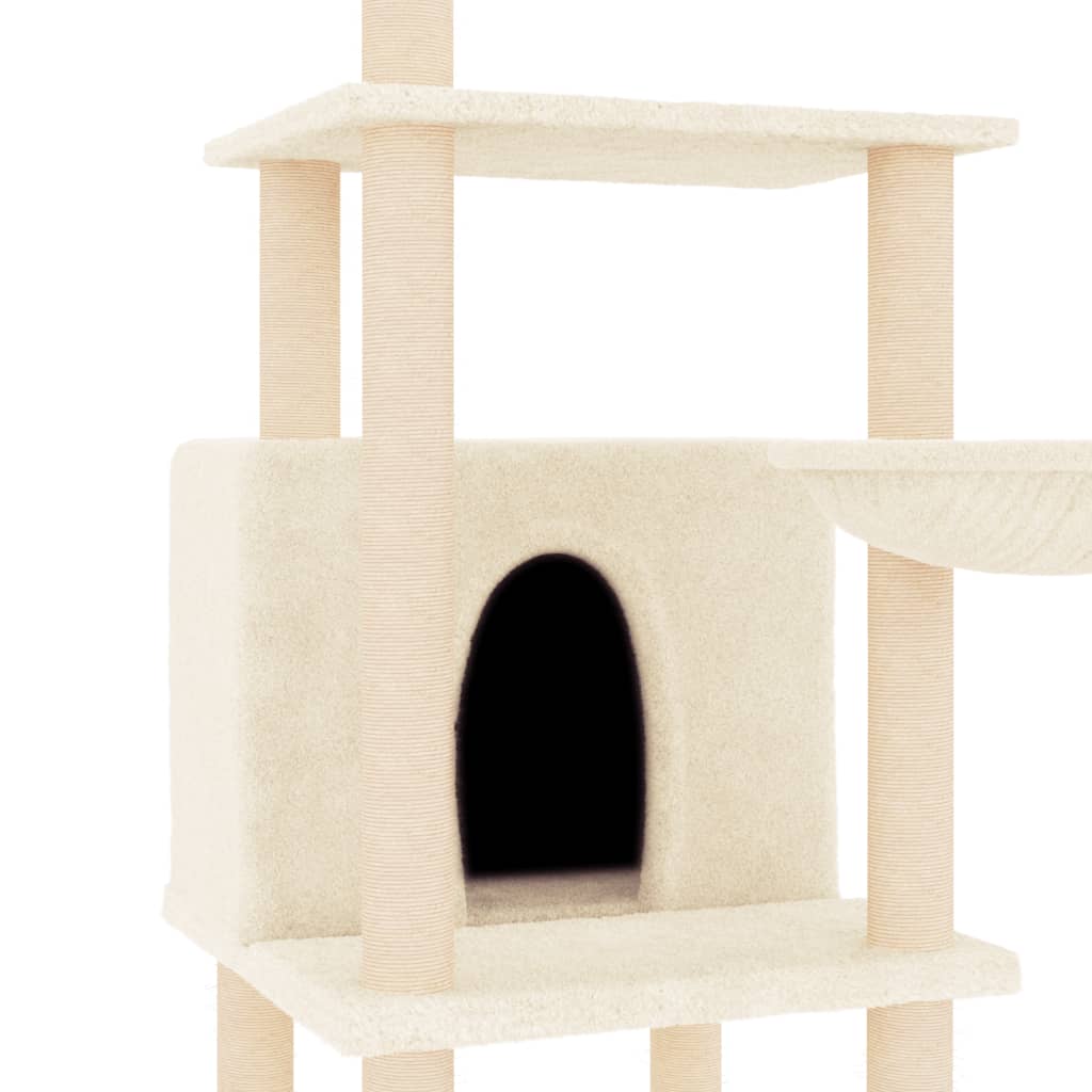 vidaXL Kratzbaum mit Sisal-Kratzsäulen Creme 132 cm - Image 6