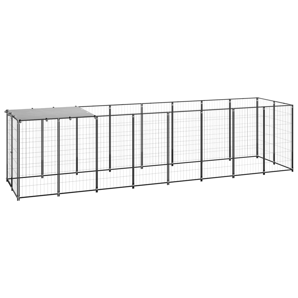 vidaXL Hundezwinger Schwarz 4,84 m² Stahl