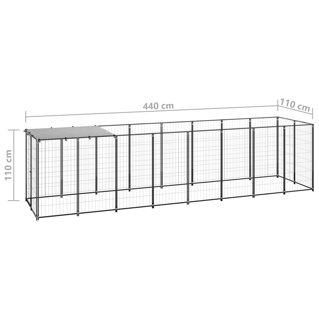 vidaXL Hundezwinger Schwarz 4,84 m² Stahl - Image 6
