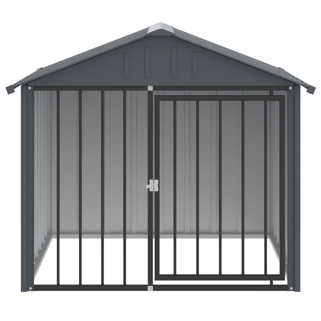 vidaXL Hundehütte mit Dach Schwarz 117x103x102 cm Verzinkter Stahl - Image 3