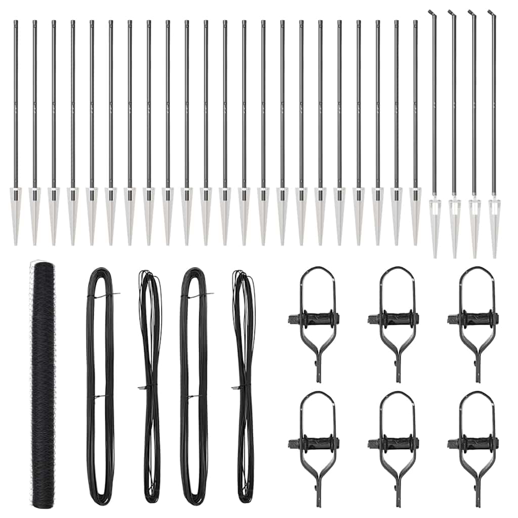 vidaXL Zaun mit Pfosten Grau 1,6 x 50 m PVC-beschichteter Stahl