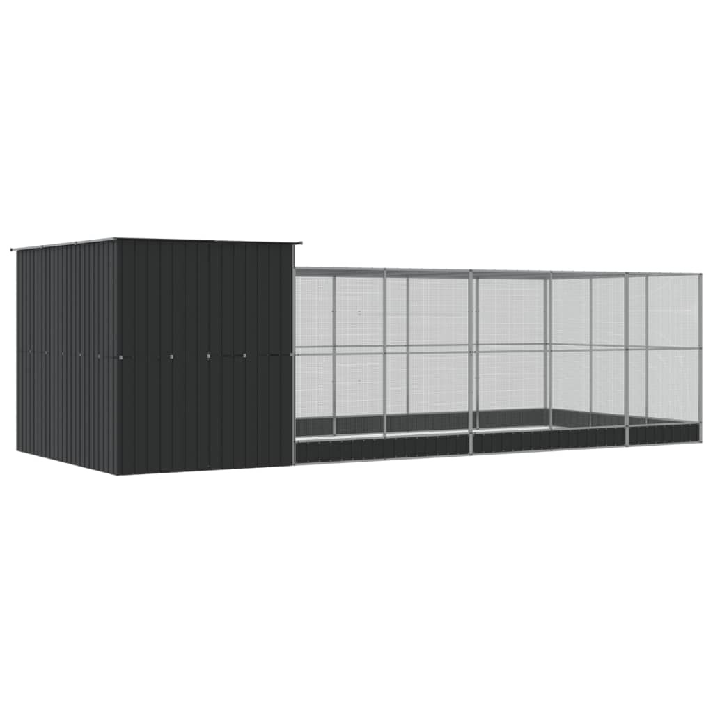 vidaXL Voliere mit Erweiterung Silbern 704x303x216 cm Stahl - Image 5