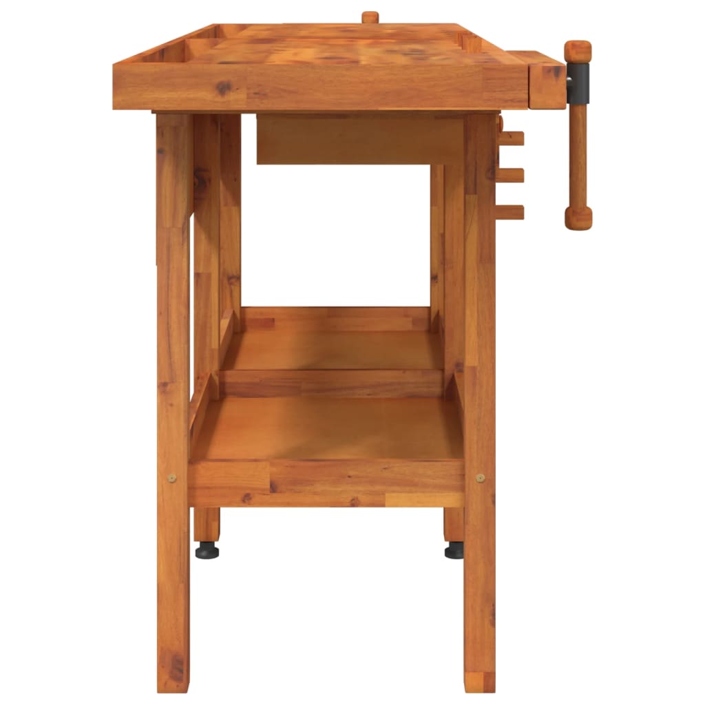 vidaXL Werkbank mit Schubladen Schraubstöcken 162x62x83 cm Akazienholz - Image 5