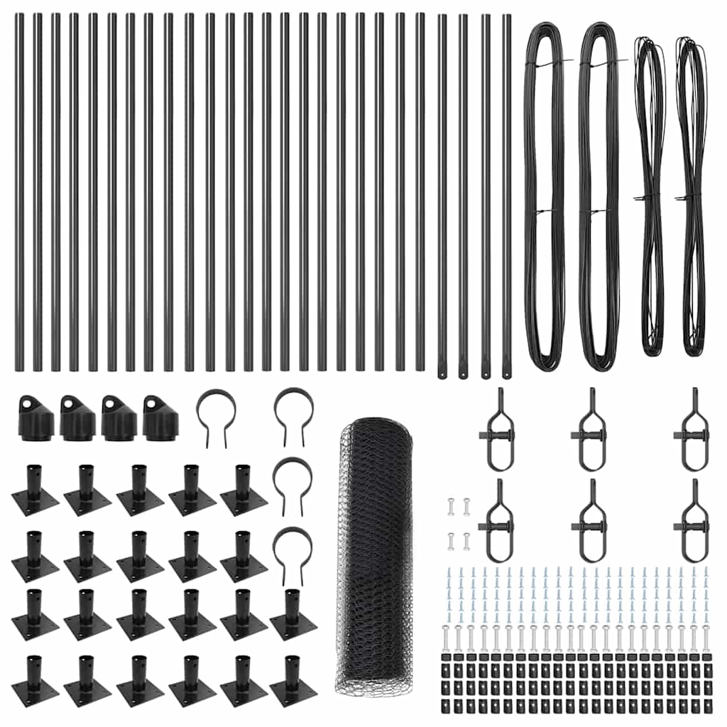 vidaXL Zaun mit Pfosten Grau 0,5 x 50 m PVC-beschichteter Stahl - Image 4