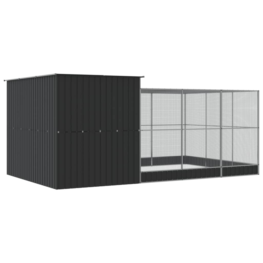 vidaXL Voliere mit Erweiterung Silbern 497x303x216 cm Stahl - Image 5