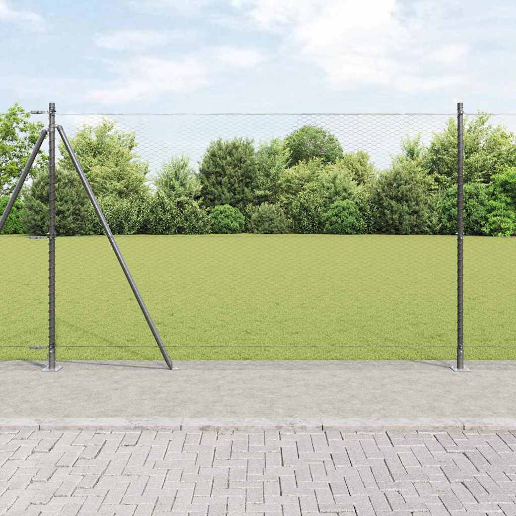 vidaXL Zaun mit Pfosten Grau 1,6 x 50 m PVC-beschichteter Stahl