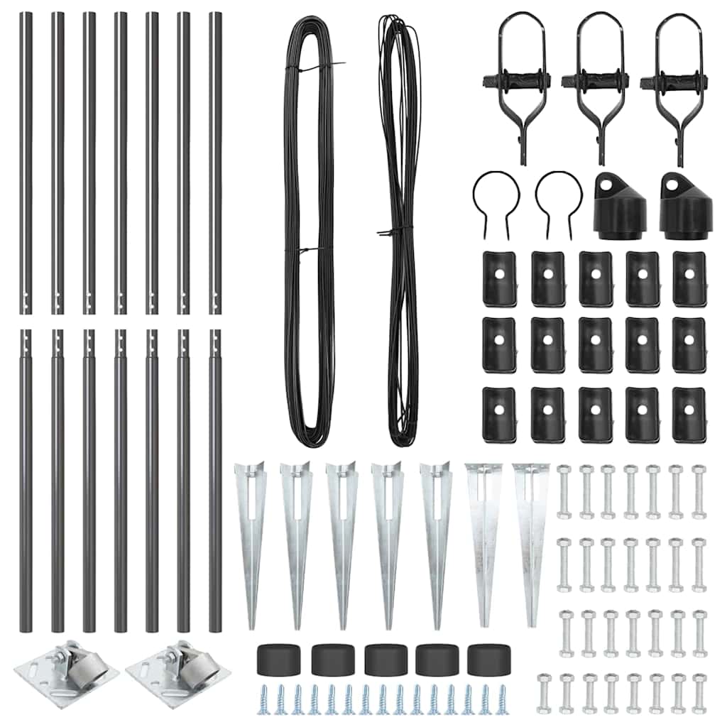 vidaXL Zaunpfosten 7 pcs Grau Ø32mm 180 cm Verzinkter Stahl - Image 4