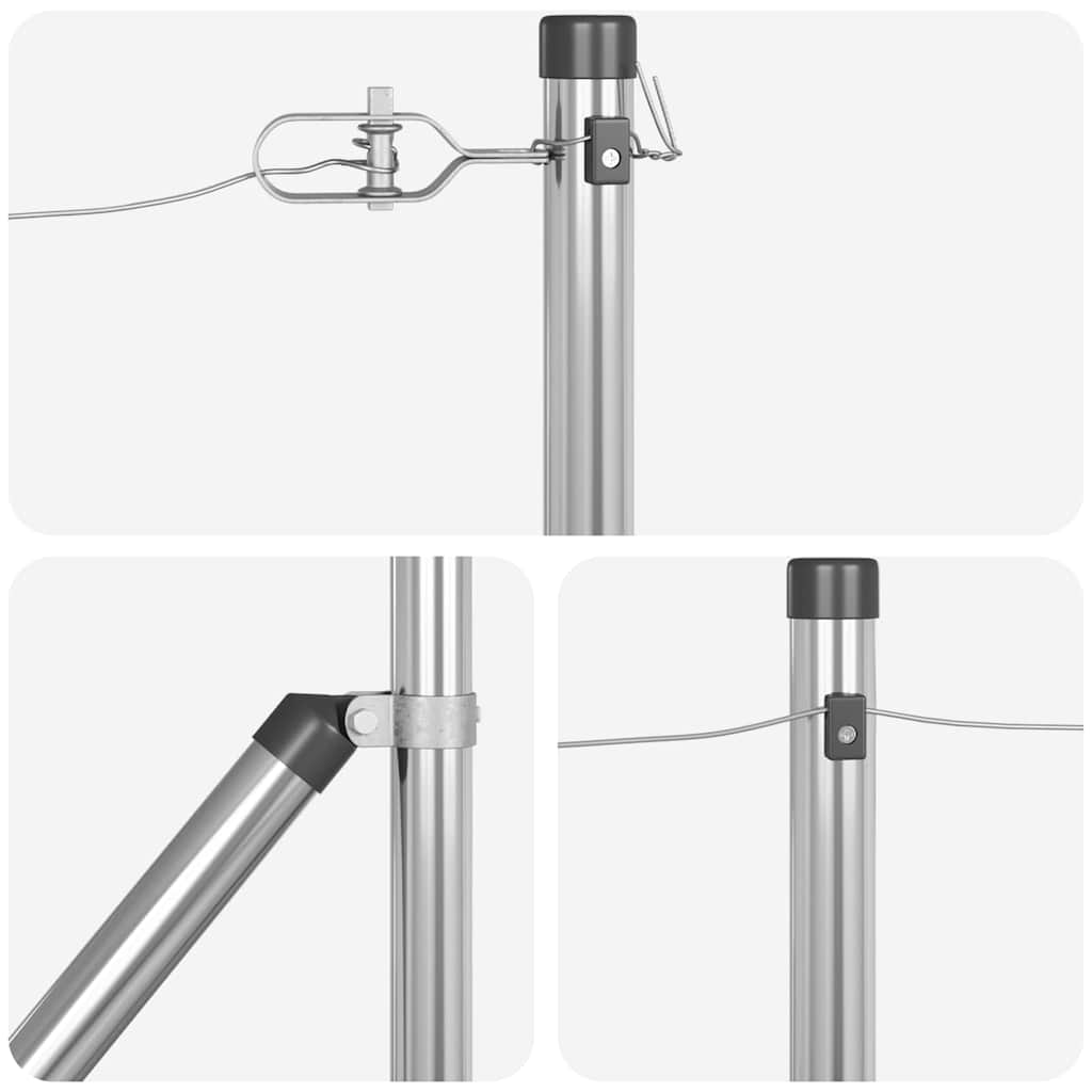 vidaXL Zaunpfosten 7 pcs Silber Ø32mm 120 cm Verzinkter Stahl - Image 6