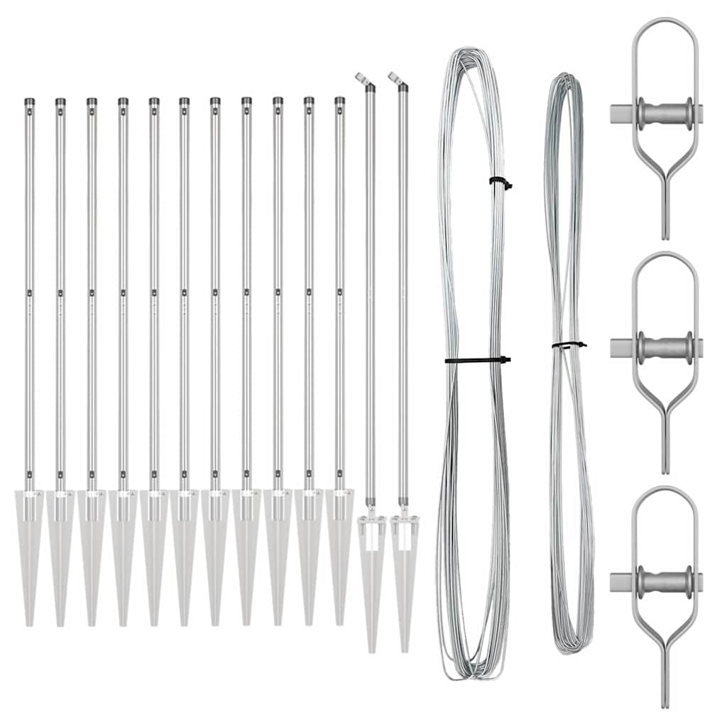 vidaXL Zaunpfosten 13 pcs Silber Ø32mm 170 cm Verzinkter Stahl - Image 3
