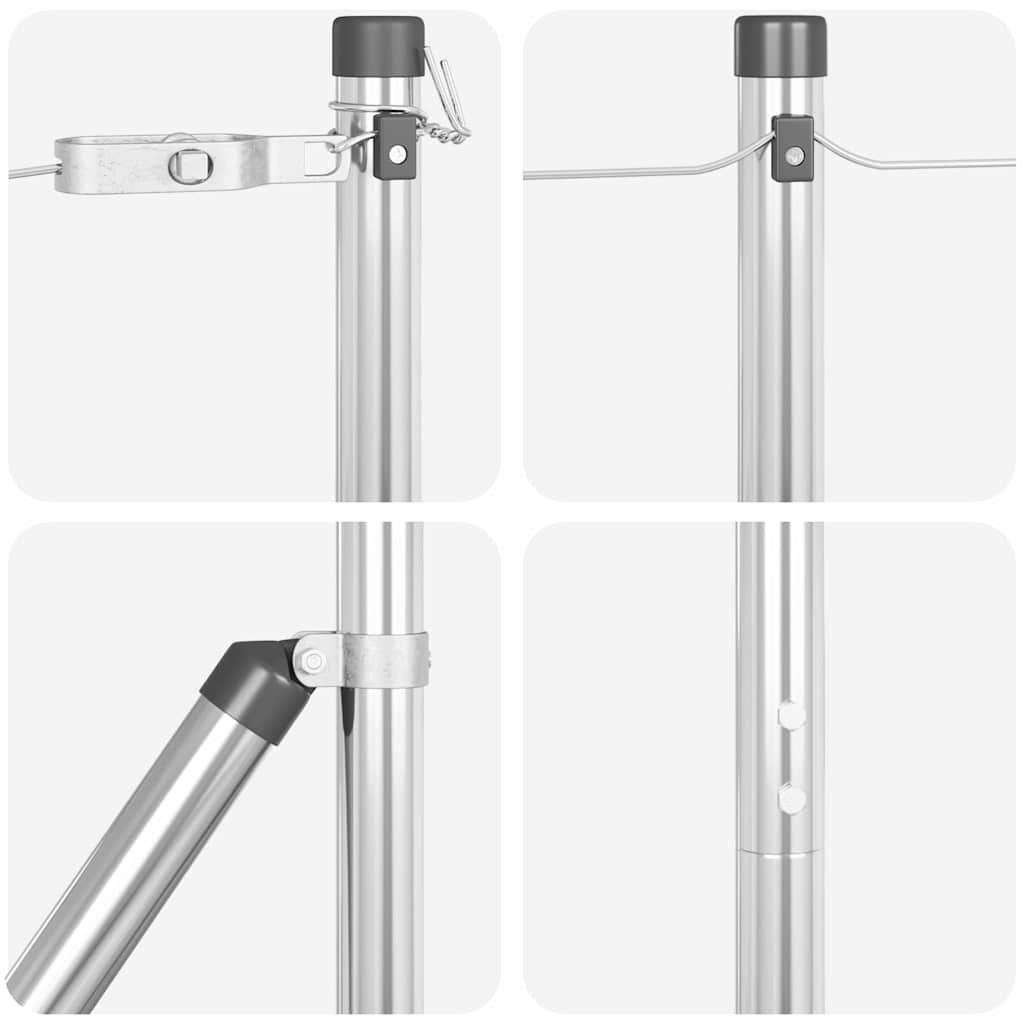 vidaXL Zaunpfosten 7 pcs Silber Ø32mm 130 cm Verzinkter Stahl - Image 5