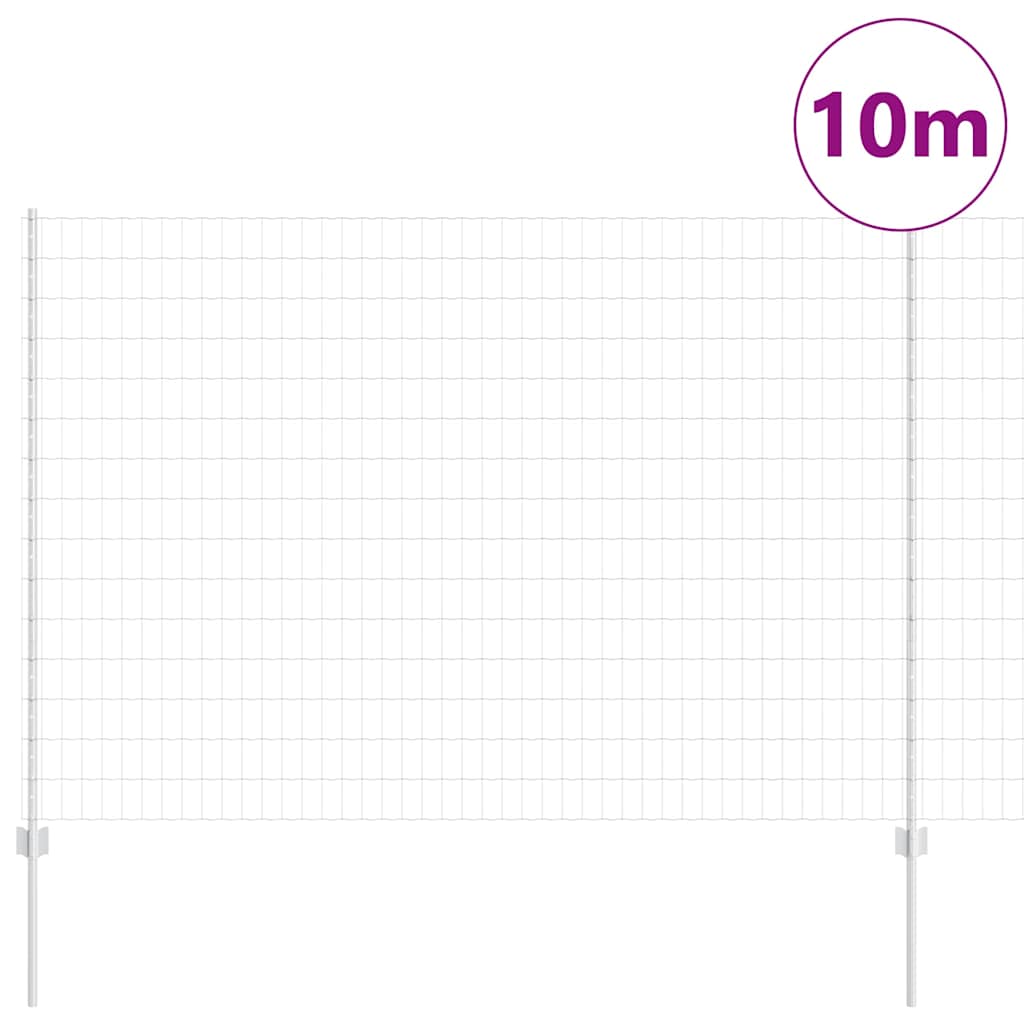 vidaXL Zaun mit Pfosten Silber 1,5 x 10 m Stahl - Image 3