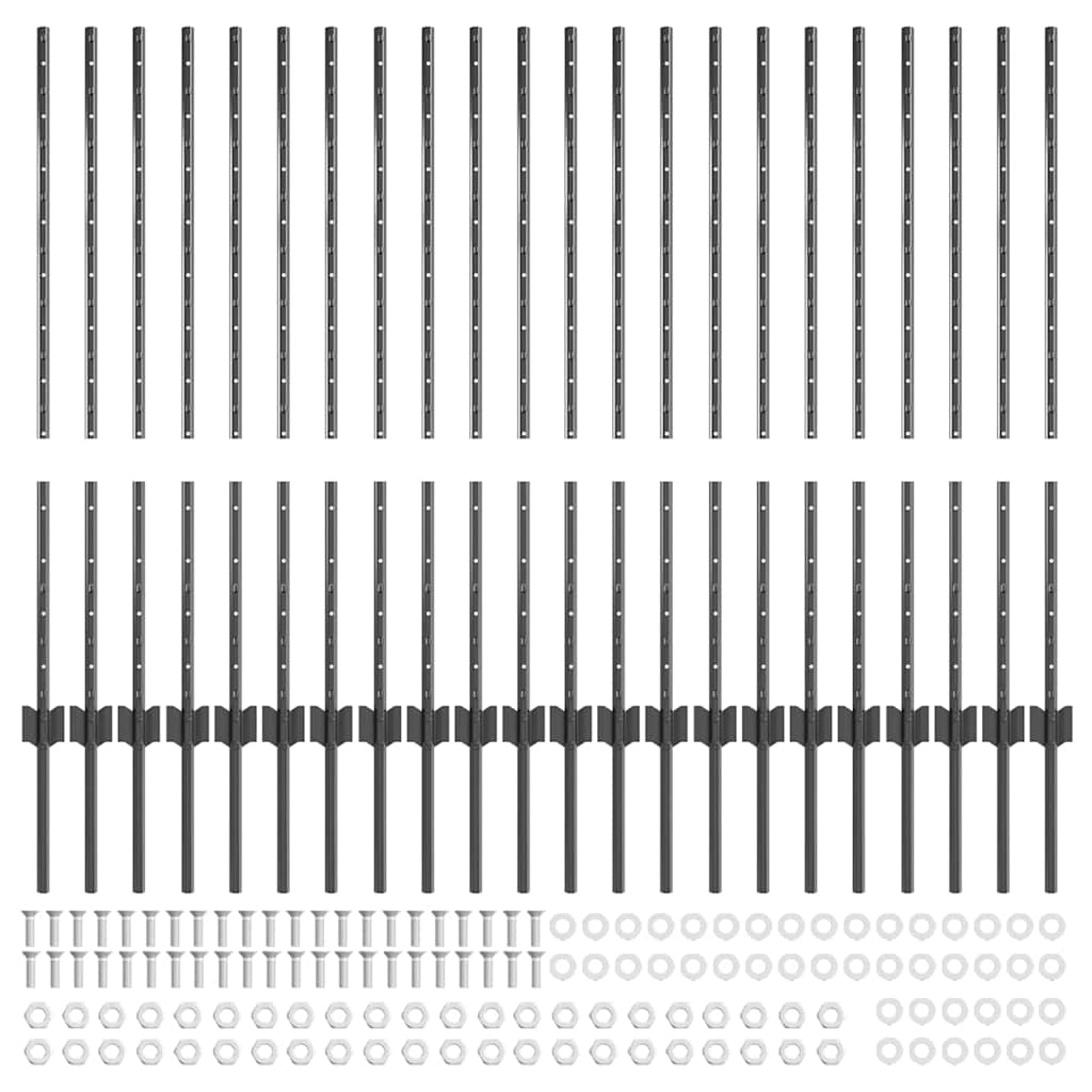 vidaXL Zaunpfosten 44 pcs Grau 140 cm Stahl - Image 4
