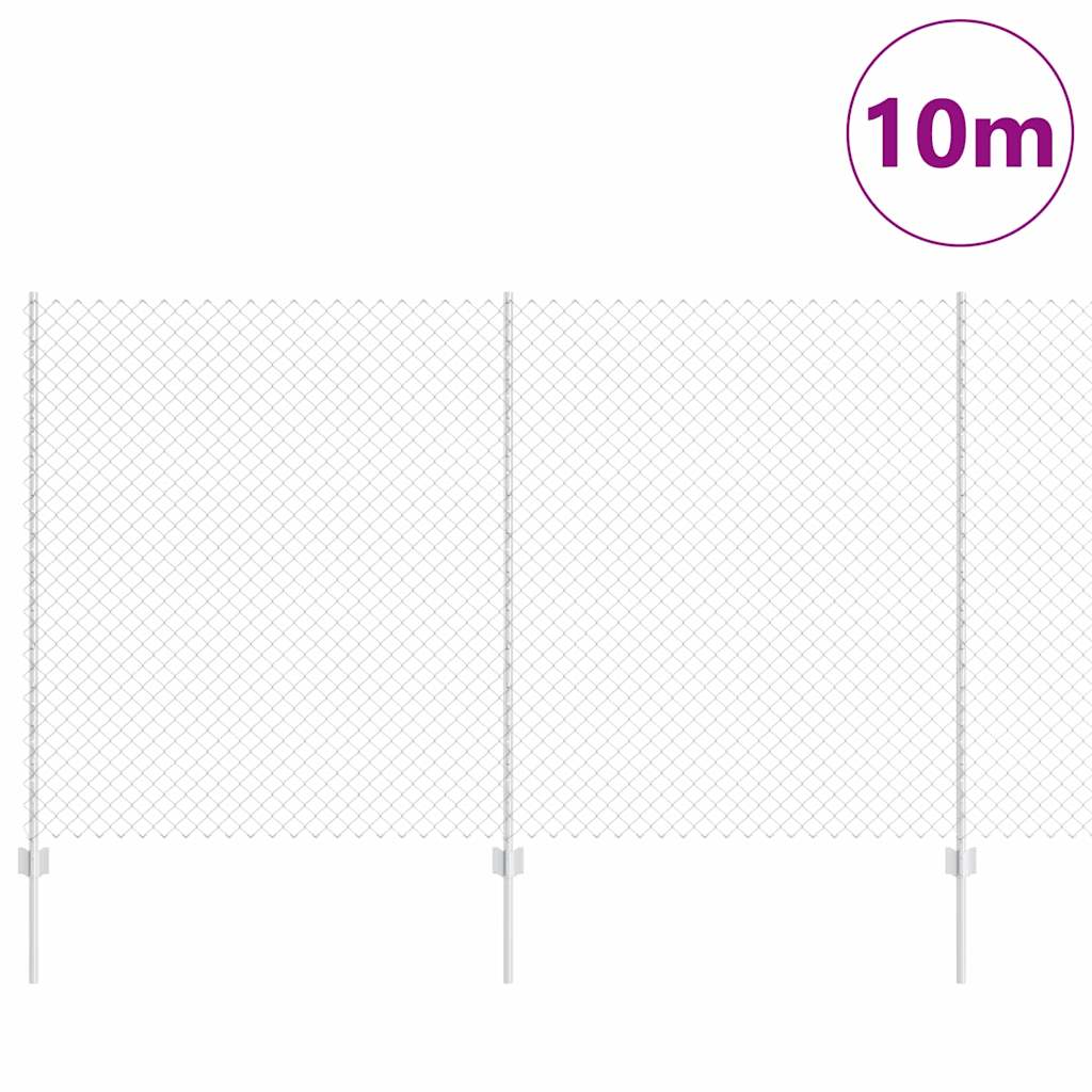 vidaXL Zaun mit Pfosten Silber 1,4 x 10 m Stahl - Image 3