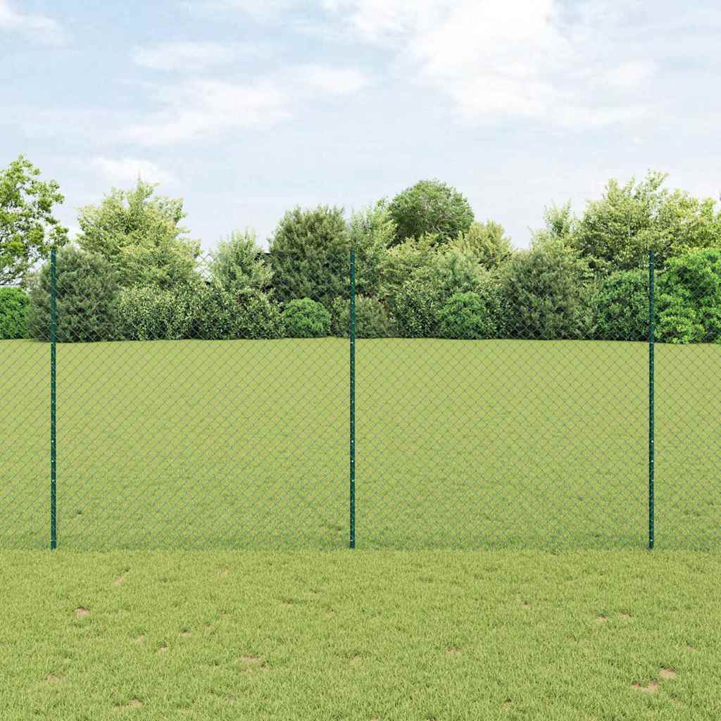 vidaXL Zaun mit Pfosten Grün 1,5 x 10 m Stahl