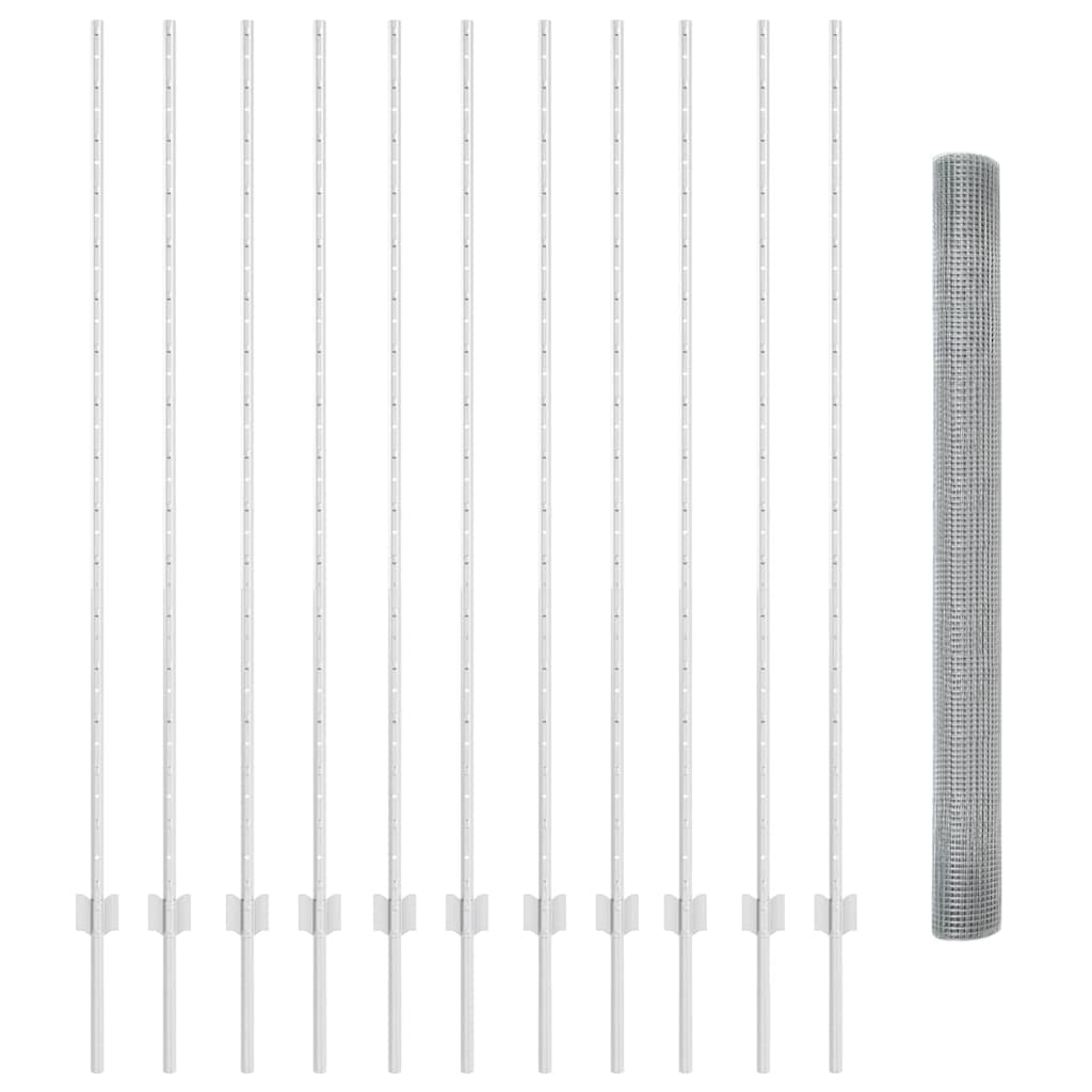 vidaXL Zaun mit Pfosten Silber 1,5 x 25 m Stahl - Image 4