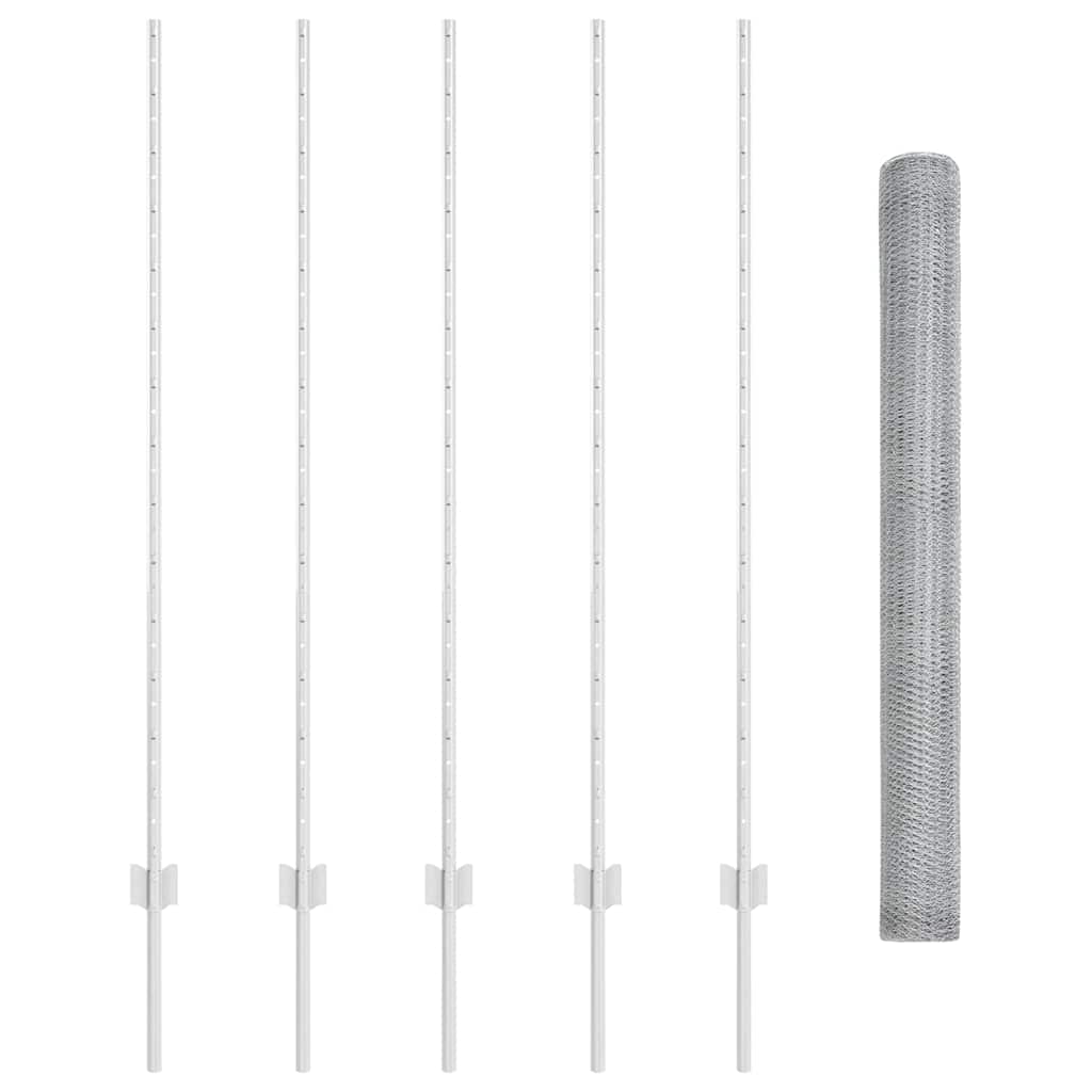 vidaXL Zaun mit Pfosten Silber 1,4 x 10 m Stahl - Image 4