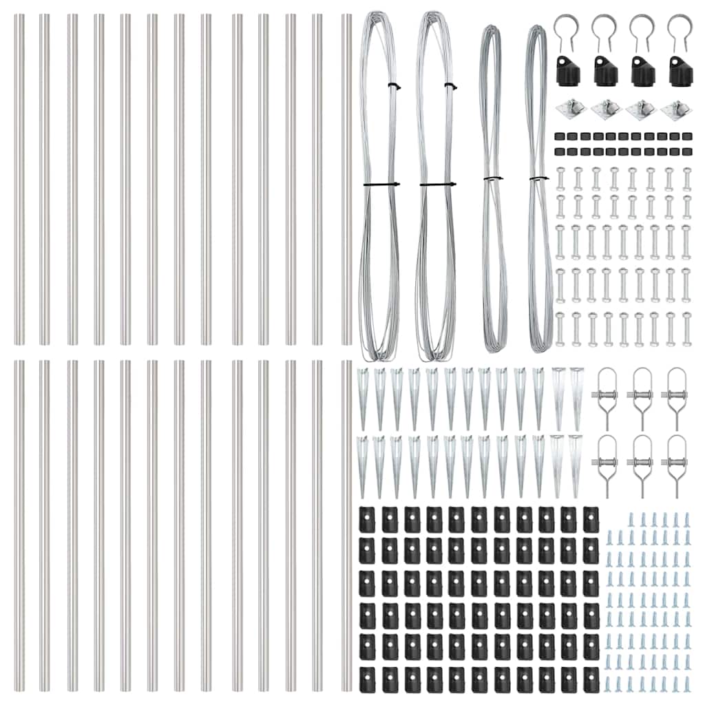vidaXL Zaunpfosten Sonstiges 26 pcs Grau 3,2 x 3,2 x 60 cm Stahl - Image 5