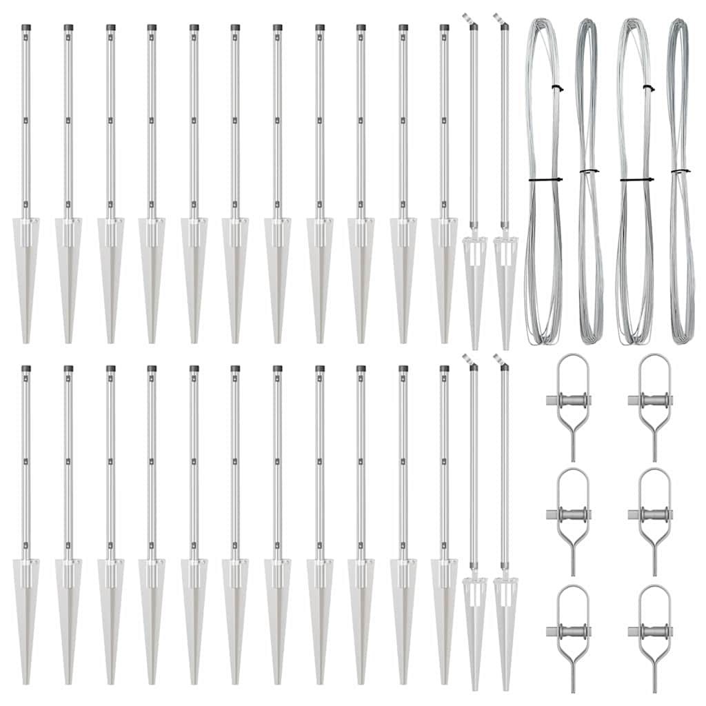 vidaXL Zaunpfosten Sonstiges 26 pcs Grau 3,2 x 3,2 x 60 cm Stahl - Image 4