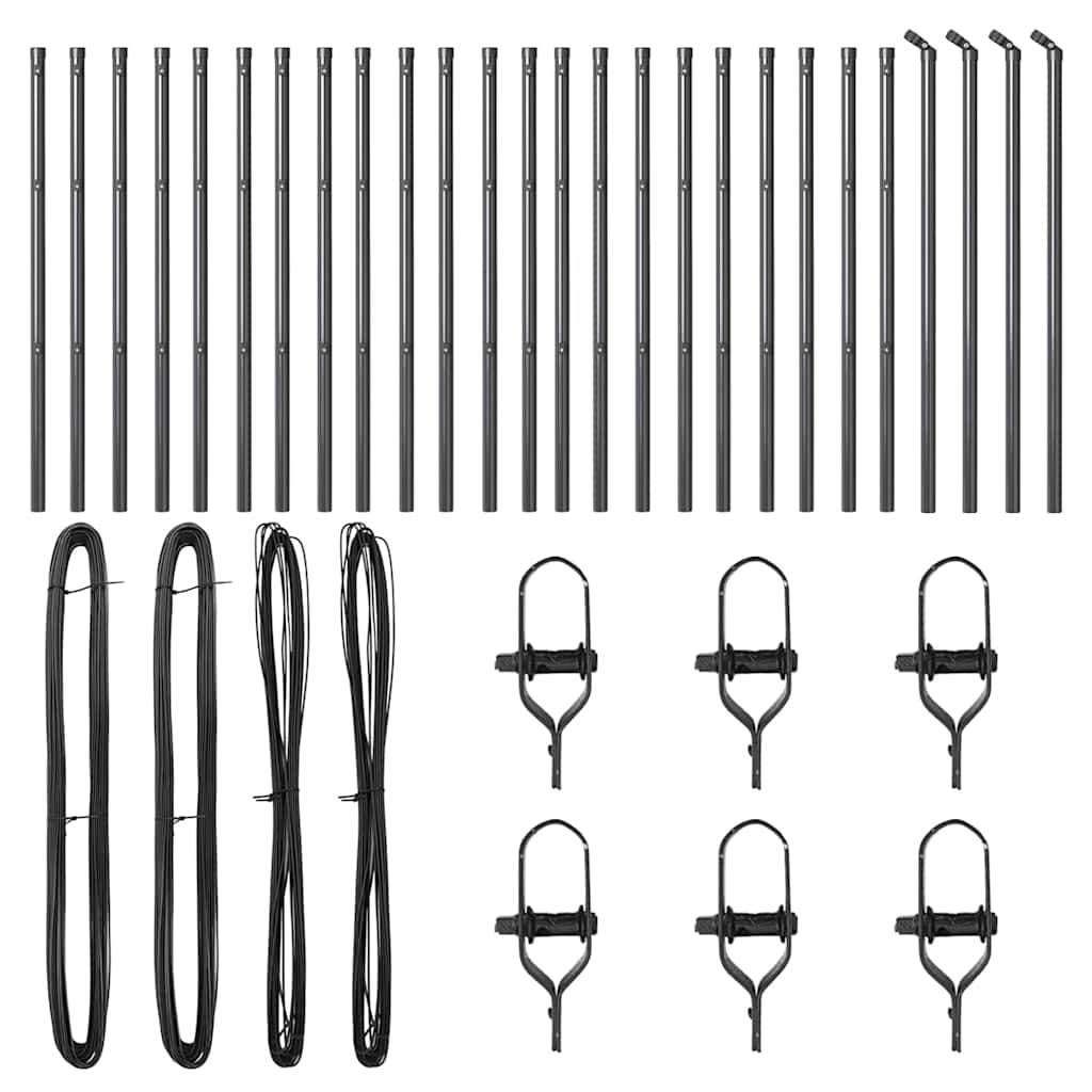vidaXL Zaunpfosten Sonstiges 26 pcs Grau 3,2 x 3,2 x 80 cm Stahl - Image 3