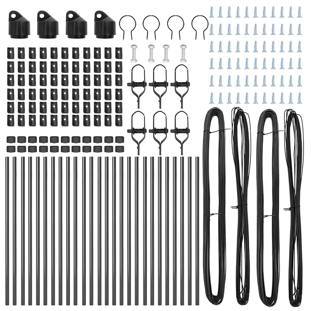 vidaXL Zaunpfosten Sonstiges 26 pcs Grau 3,2 x 3,2 x 80 cm Stahl - Image 4