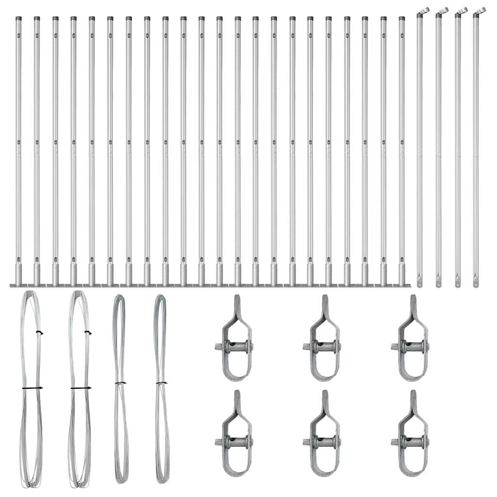 vidaXL Zaunpfosten Sonstiges 26 pcs Grau 3,2 x 3,2 x 68,5 cm Stahl - Image 3