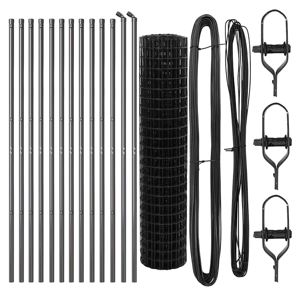 vidaXL Zaun mit Pfosten Grau 1 x 25 m Stahl - Image 4