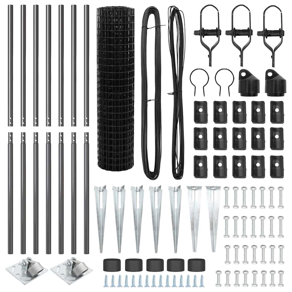 vidaXL Zaun mit Pfosten Grau 1,2 x 10 m Stahl - Image 5