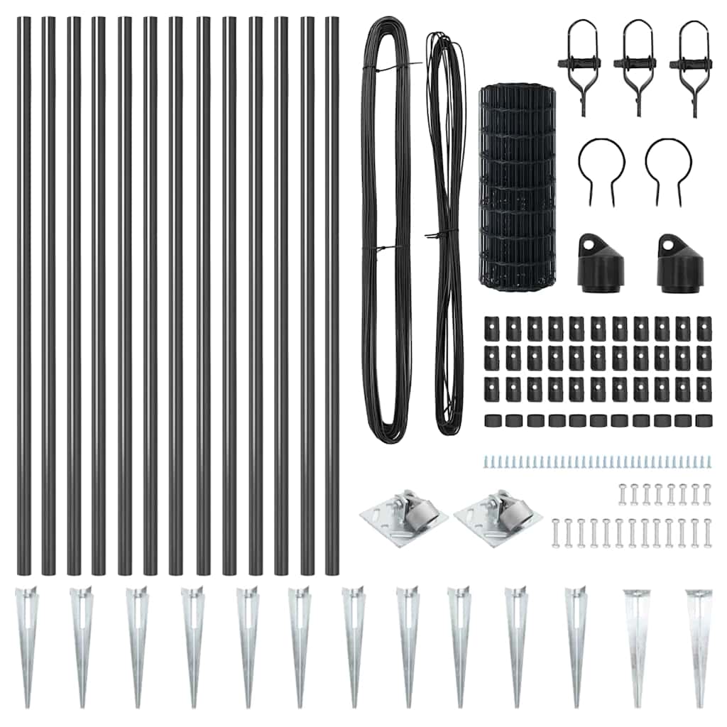 vidaXL Zaun mit Pfosten Grau 0,4 x 25 m Stahl - Image 5
