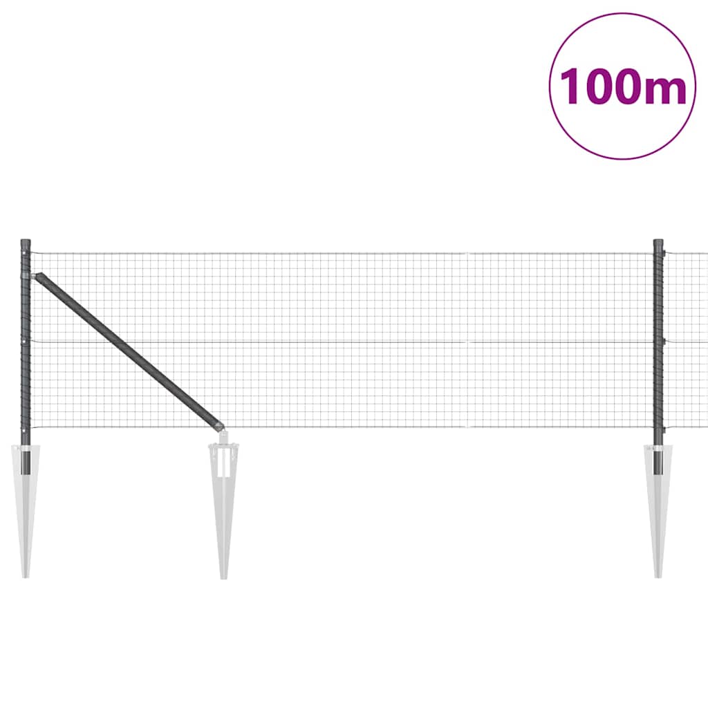 vidaXL Zaun mit Pfosten Grau 0,4 x 100 m Stahl - Image 3