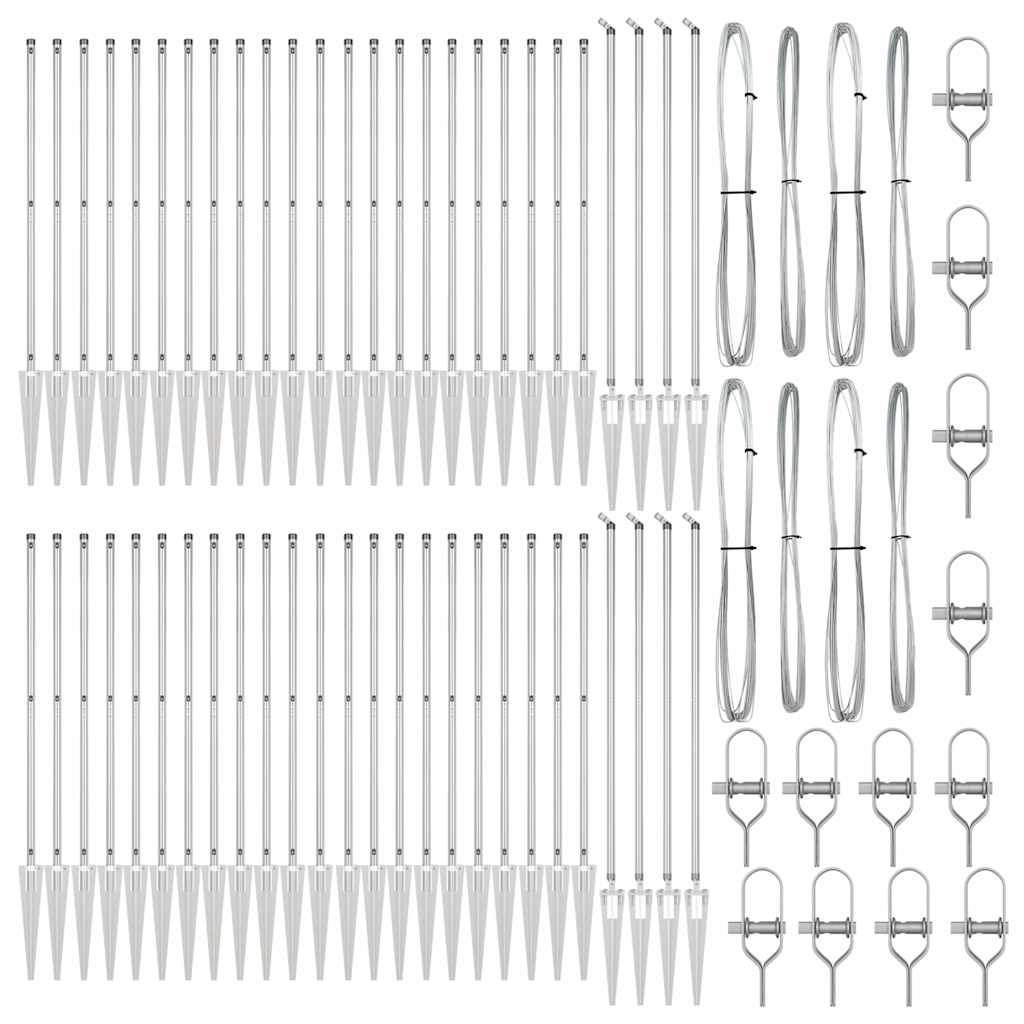 vidaXL Zaunpfosten Sonstiges 52 pcs Grau 3,2 x 3,2 x 140 cm Stahl - Image 3
