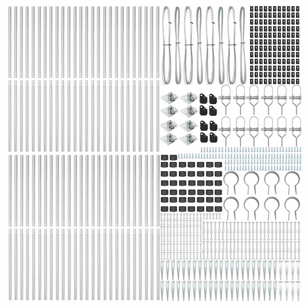 vidaXL Zaunpfosten Sonstiges 52 pcs Grau 3,2 x 3,2 x 140 cm Stahl - Image 4