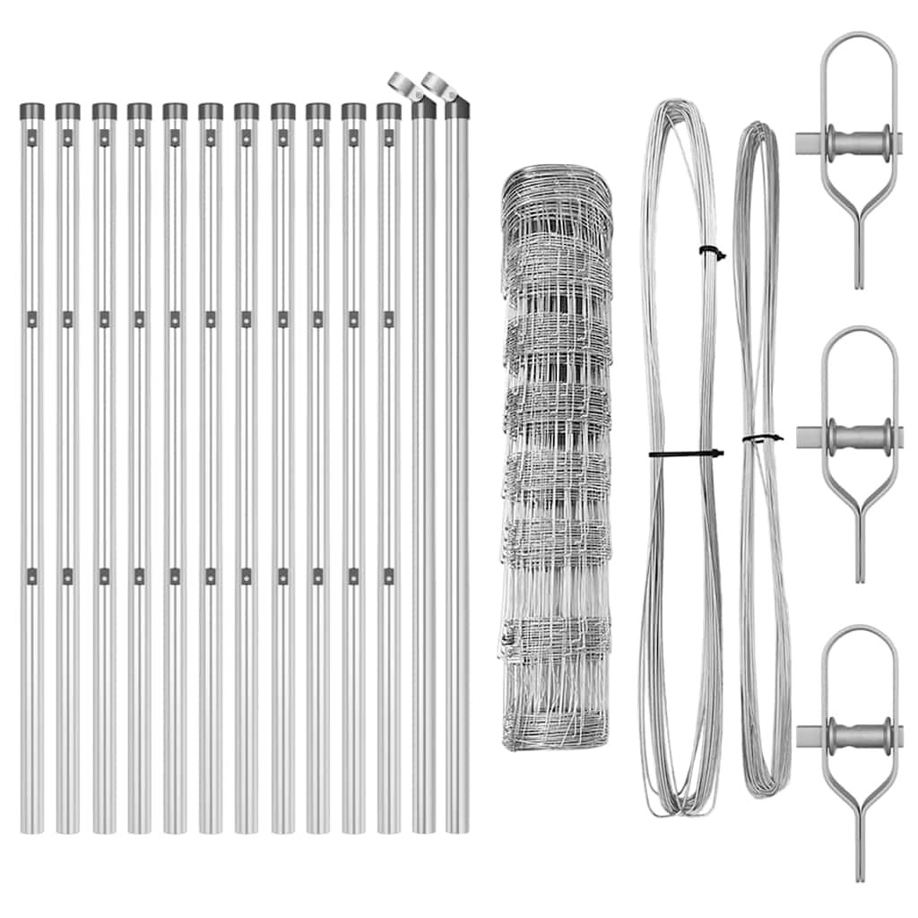 vidaXL Wildzaun Silber 25 x 0,8 m Verzinkter Stahl - Image 4